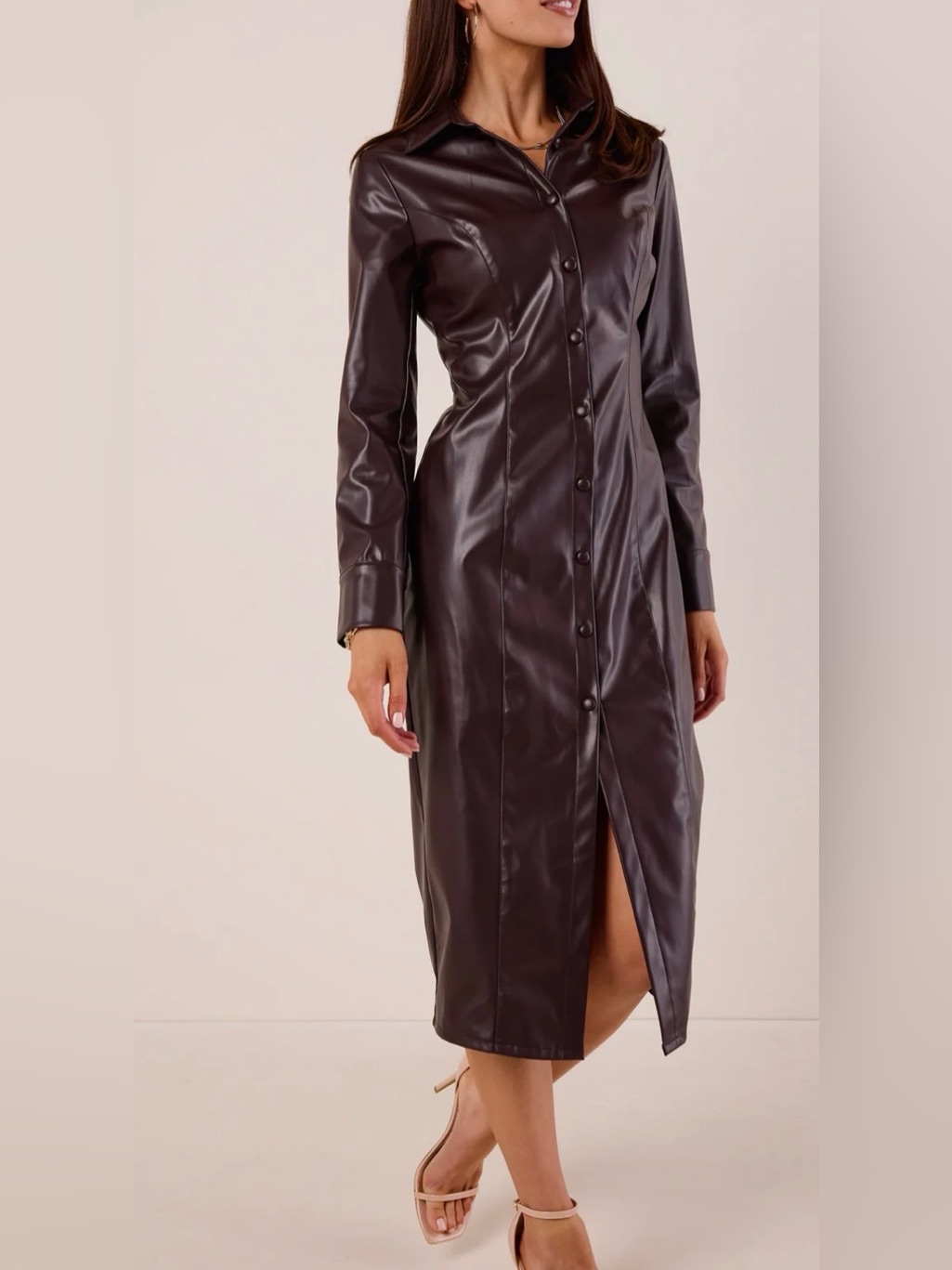 Avara Rena Faux Leather Dress Sz M